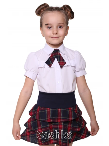 Спідниця для дівчинки Sashka шкільна червоно-синя клітинка, розмір 116-146